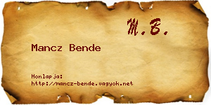Mancz Bende névjegykártya